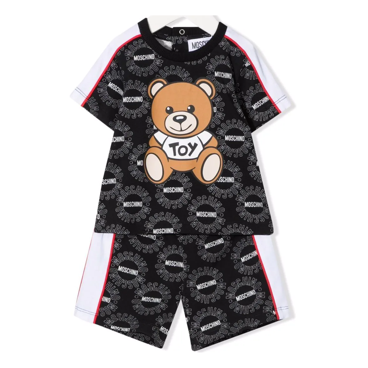 MOSCHINO JUNIOR CIRCULAR LOGOSHORT AND TEE SET IN BLACK