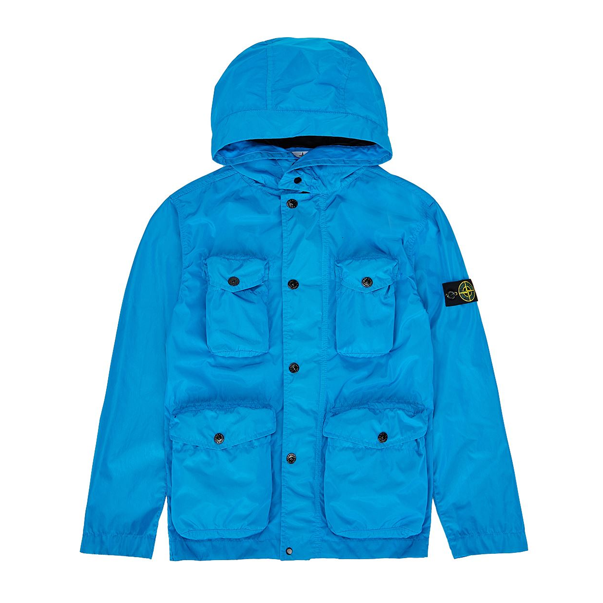 STONE ISLAND JUNIOR NYLON CANVAS JACKET IN BLUE