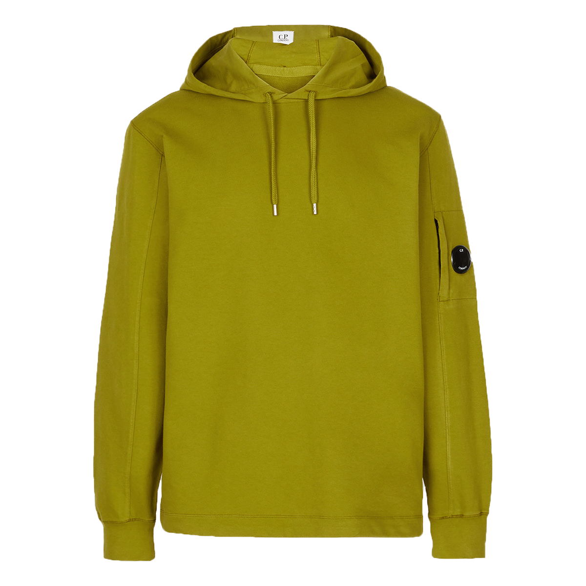 CP COMPANY LIGHT FLEECE PULLOVER HOODIE IN GREEN MOSS