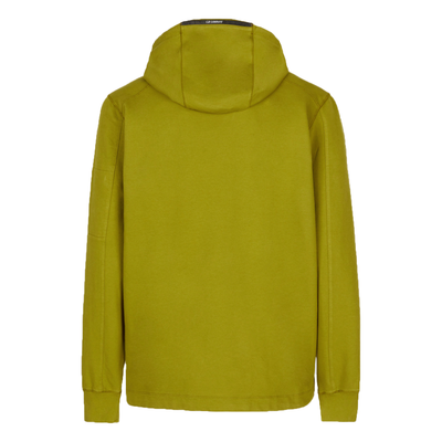 CP COMPANY LIGHT FLEECE PULLOVER HOODIE IN GREEN MOSS