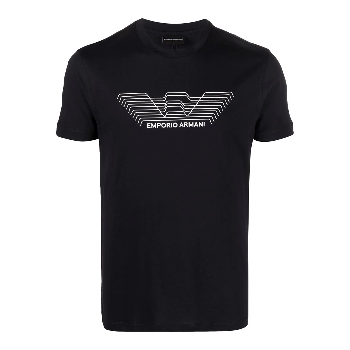 EMPORIO ARMANI OP-ART EAGLE T-SHIRT IN NAVY BLUE