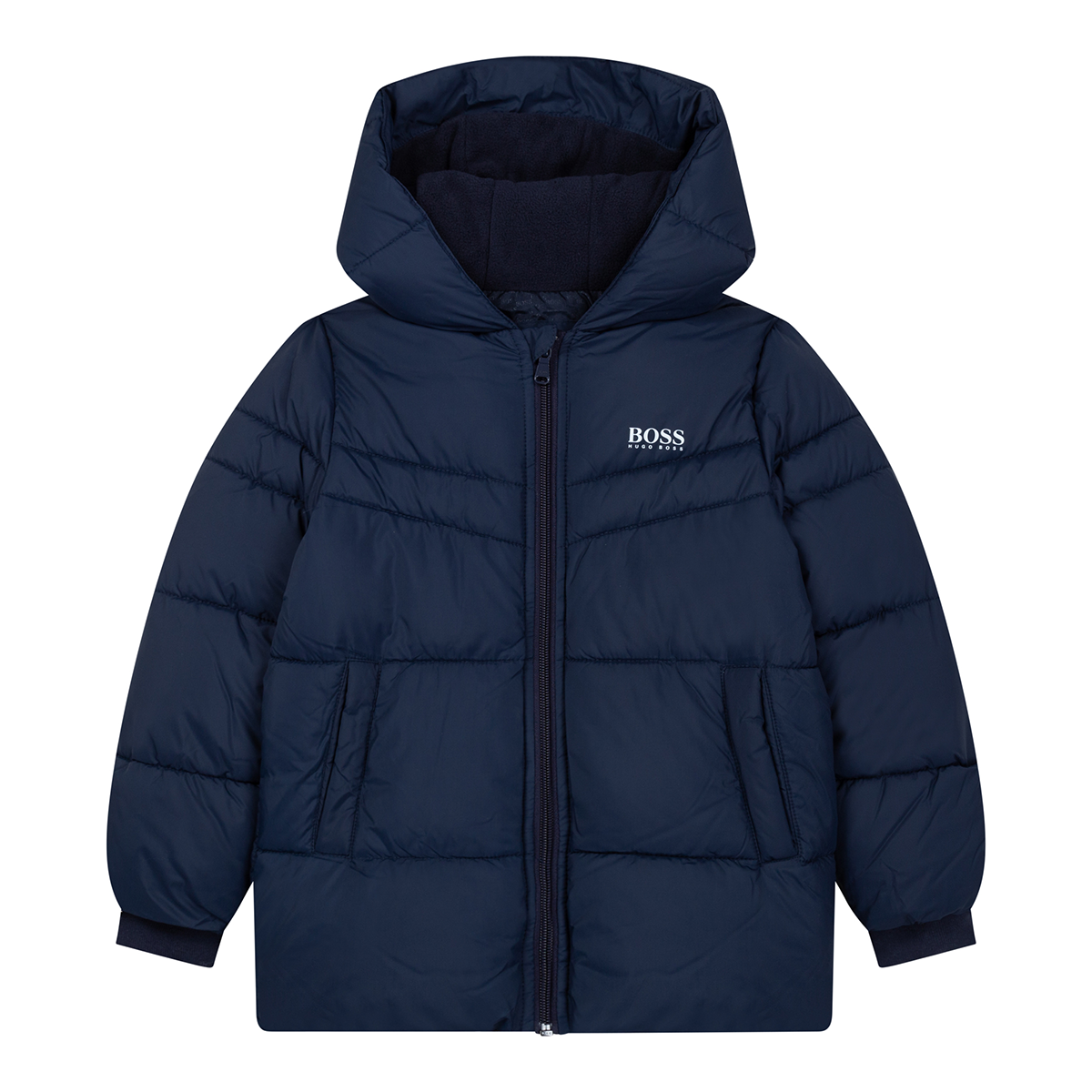 BOSS JUNIOR WATERPROOF PUFFER JACKET IN NAVY