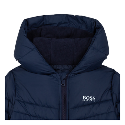 BOSS JUNIOR WATERPROOF PUFFER JACKET IN NAVY