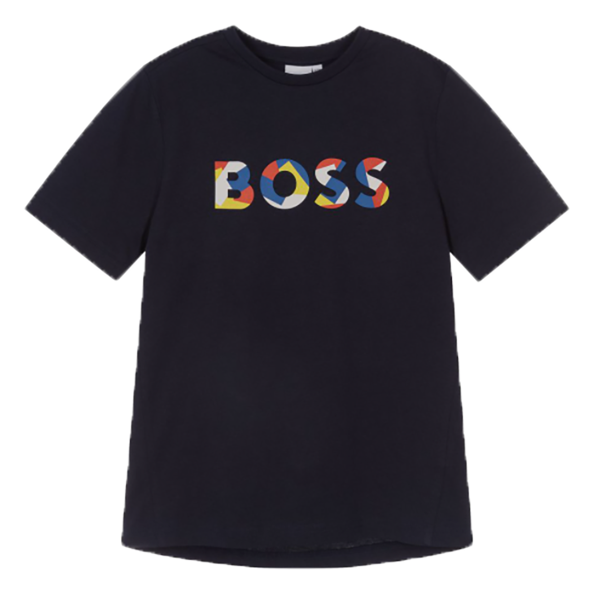 BOSS JUNIOR MULTI COLOUR PRINT T-SHIRT IN NAVY