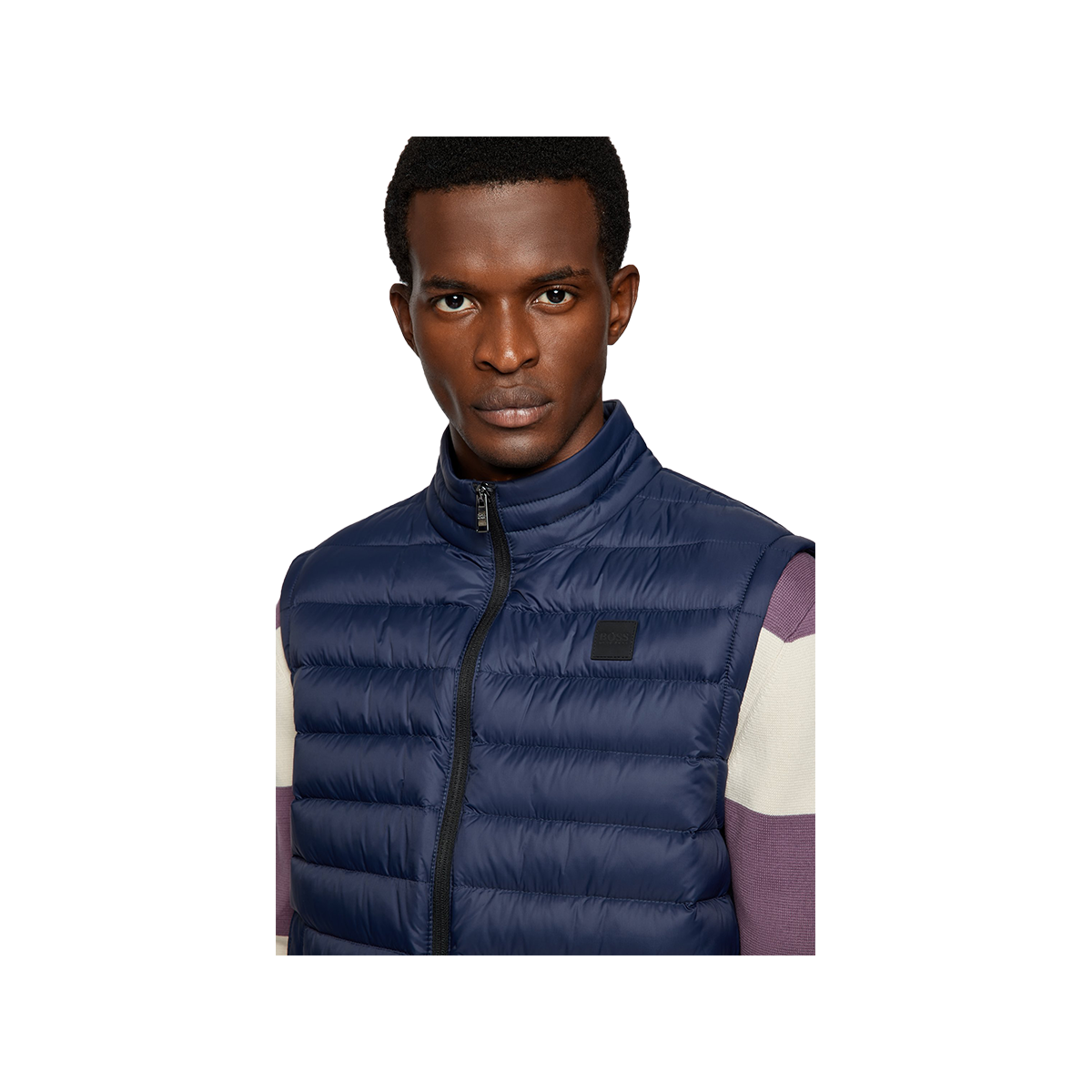 BOSS 'CHROMA' PACKABLE DOWN GILLET IN NAVY BLUE