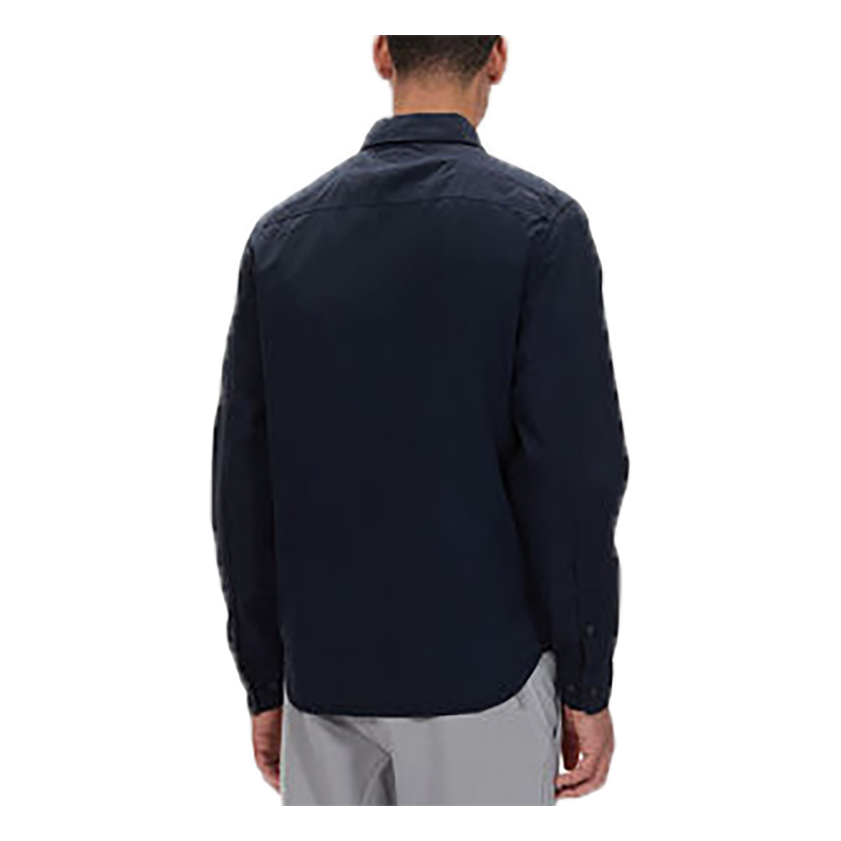 CP COMPANYY EMERIZED GABARDINE ZIPPED SHIRT IN NAVY