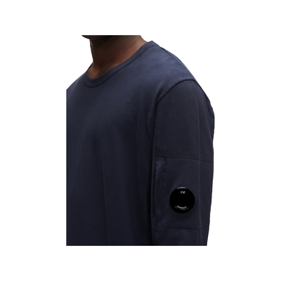 CP COMPANY LIGHT FLEECE CREW NECK SWEATER IN NAVY