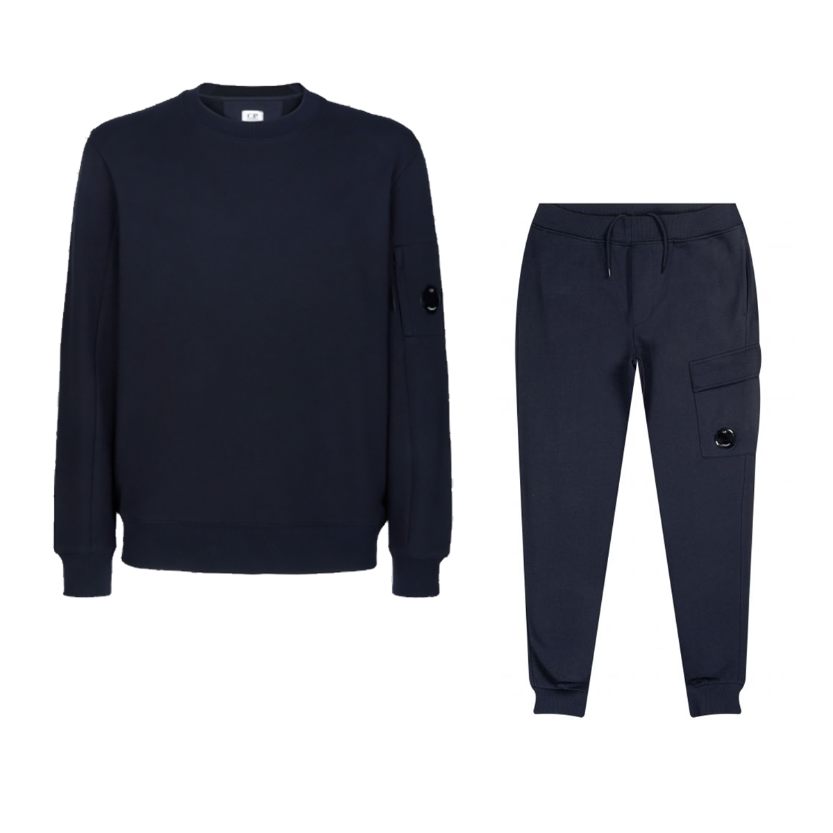 CP COMPANY DIAGONAL RAISED CREW NECK TRACKSUIT IN NAVY BLUE