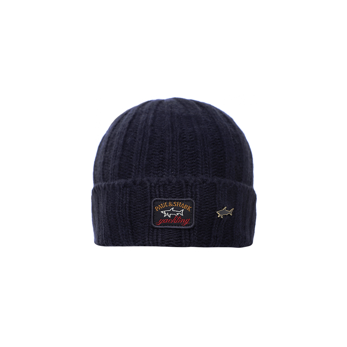 PAUL & SHARK WOOL BLEND RIBBED BEANIE IN NAVY