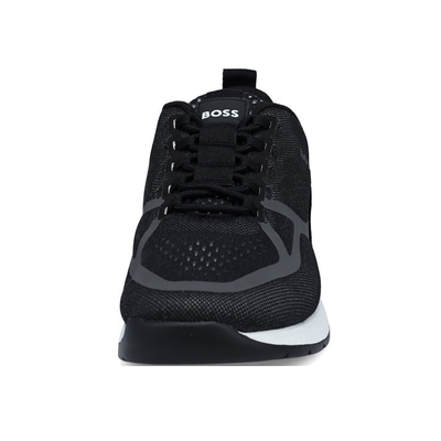 BOSS TITANIUM_RUNN_EME MIXED FABRIC TRAINERS IN BLACK