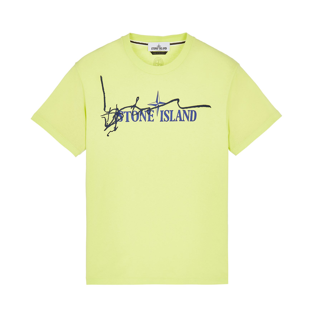 STONE ISLAND LOGO PRINT ACROSS T-SHIRT IN LEMON