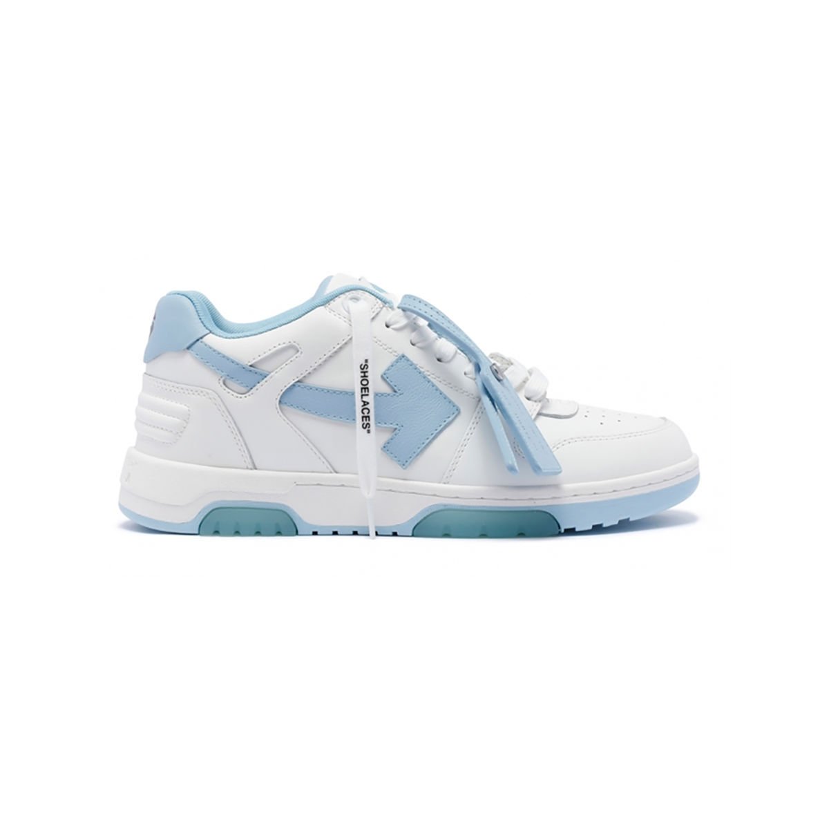 OFF WHITE 'OUT OF OFFICE' TRAINERS IN WHITE AND BLUE