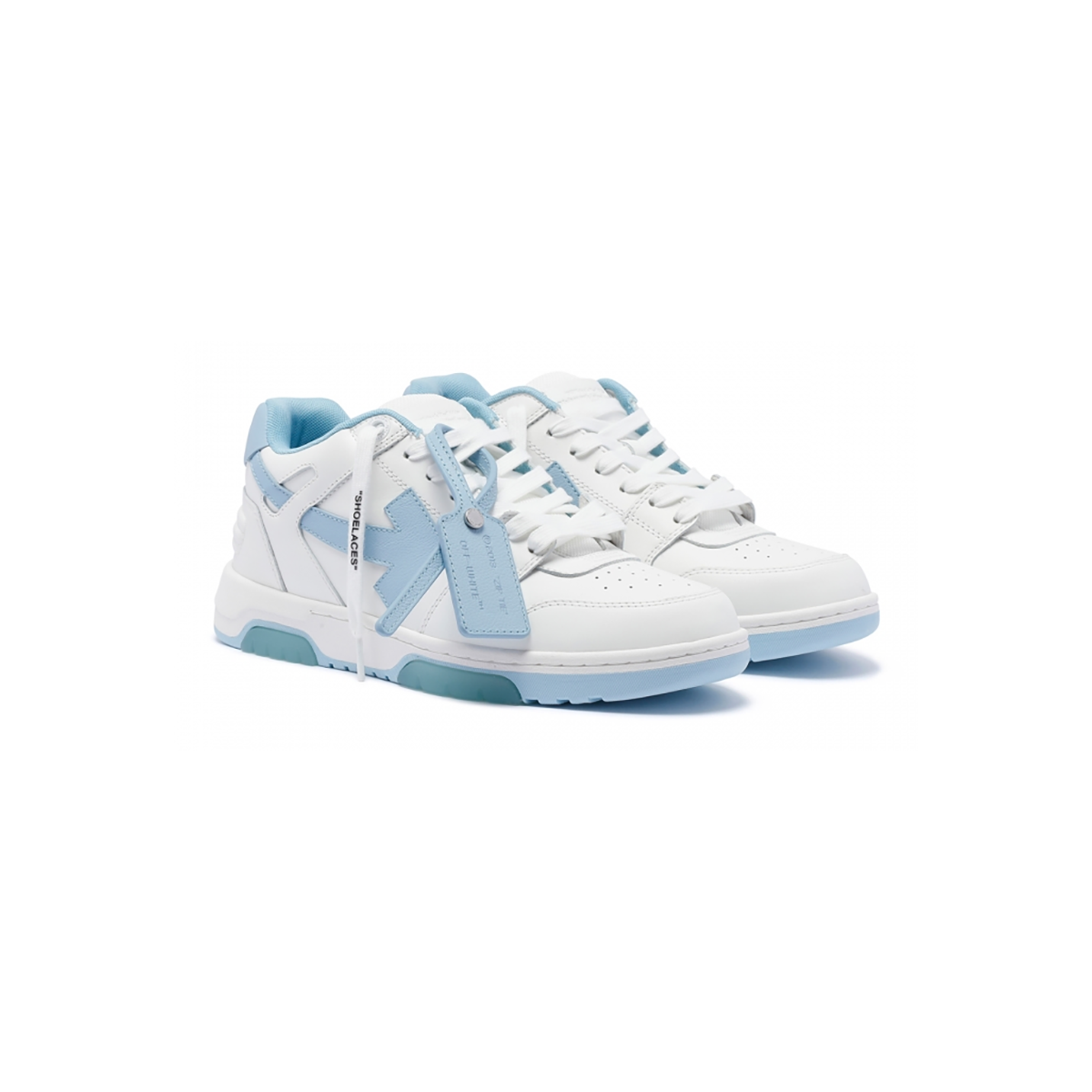 OFF WHITE 'OUT OF OFFICE' TRAINERS IN WHITE AND BLUE