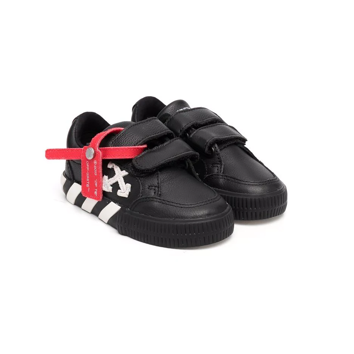 OFF WHITE JUNIOR VELCRO VULCANIZED TRAINER IN BLACK-WHITE