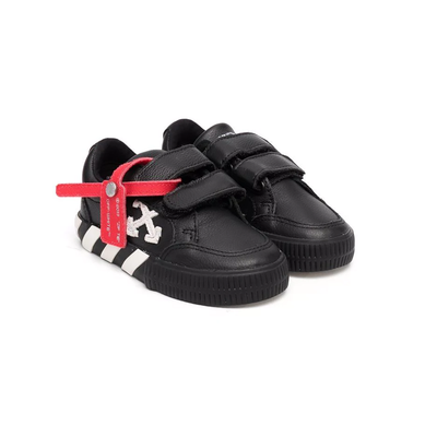 OFF WHITE JUNIOR VELCRO VULCANIZED TRAINER IN BLACK-WHITE