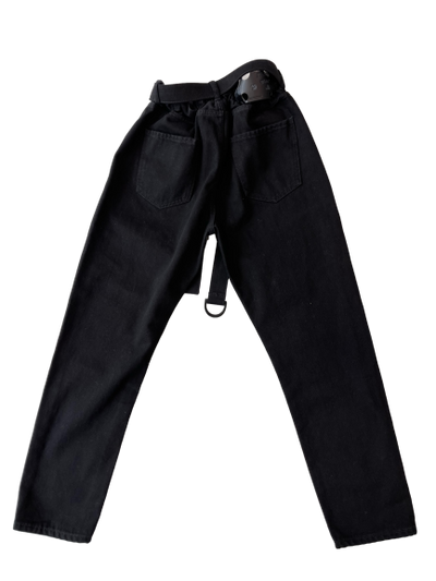 OFF-WHITE SLIM LOW CROTCH DENIM TROUSERS IN NERO