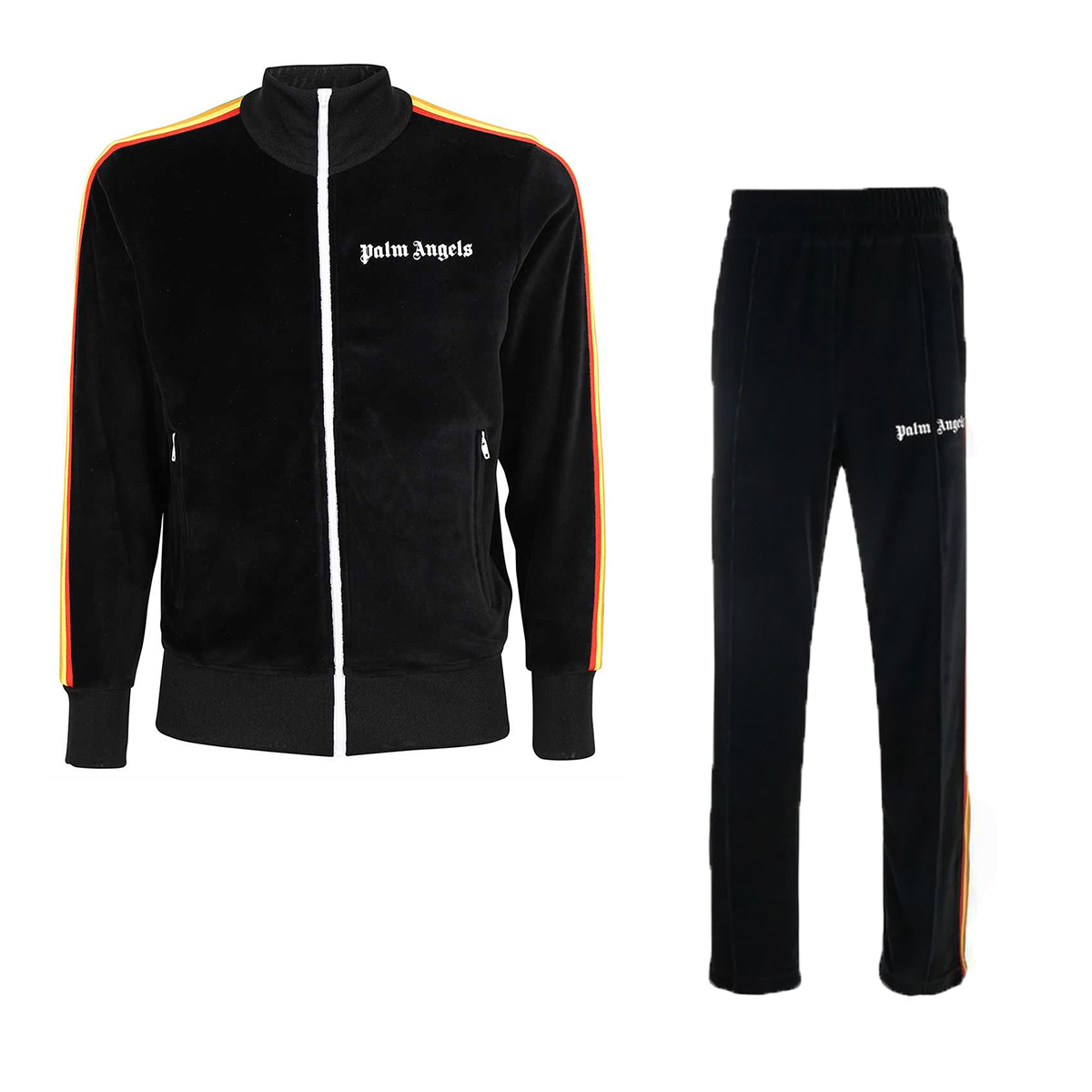 PALM ANGELS RAINBOW CHENILLE TRACKSUIT IN BLACK