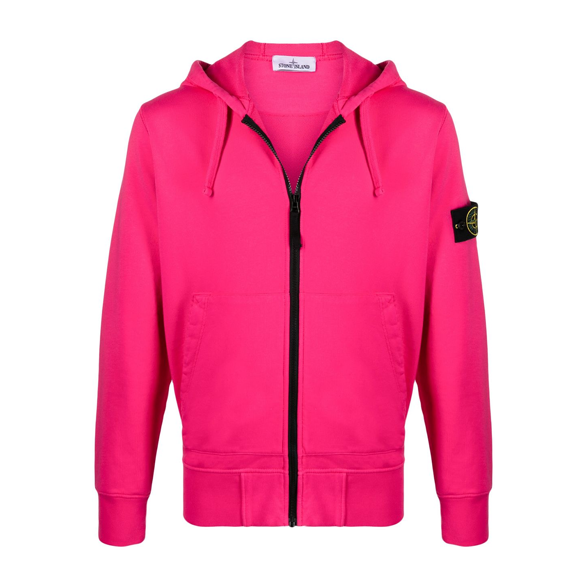 STONE ISLAND COMPASS LOGO PATCH ZIPPED JACKET IN PINK