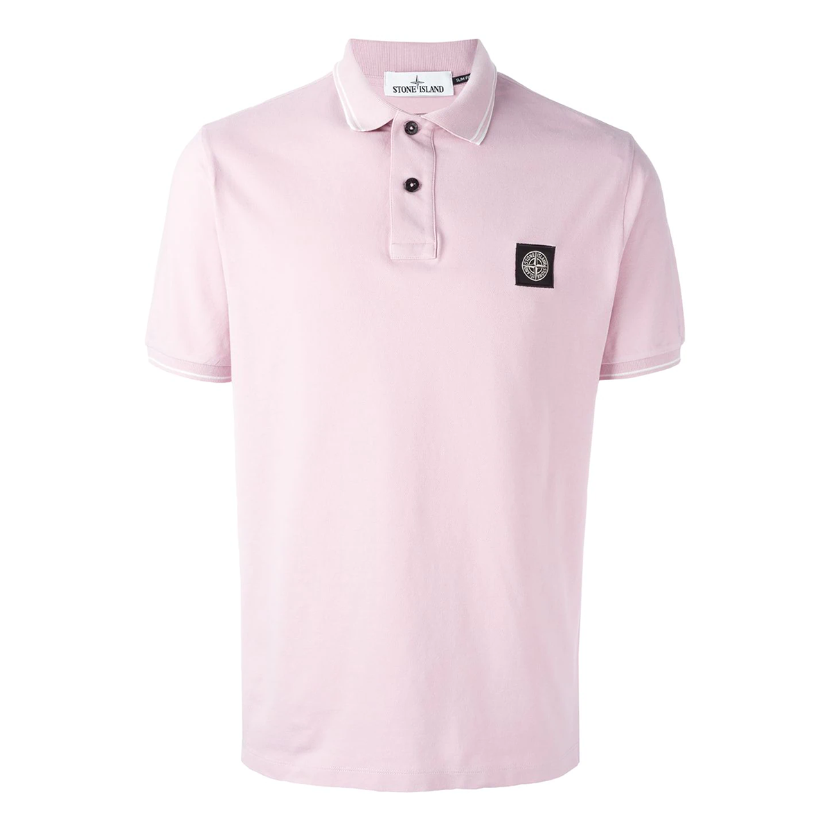 STONE ISLAND LOGO PATCH POLO SHIRT IN PINK