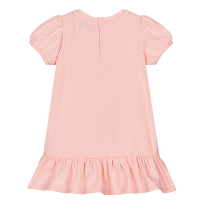 MOSCHINO BABY COTTON LOGO DRESS IN BABY PINK