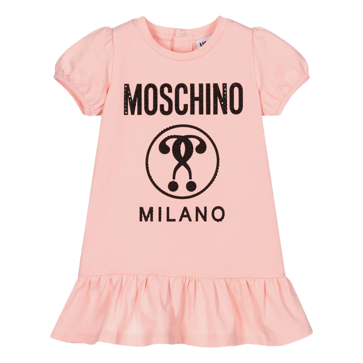 MOSCHINO BABY COTTON LOGO DRESS IN BABY PINK