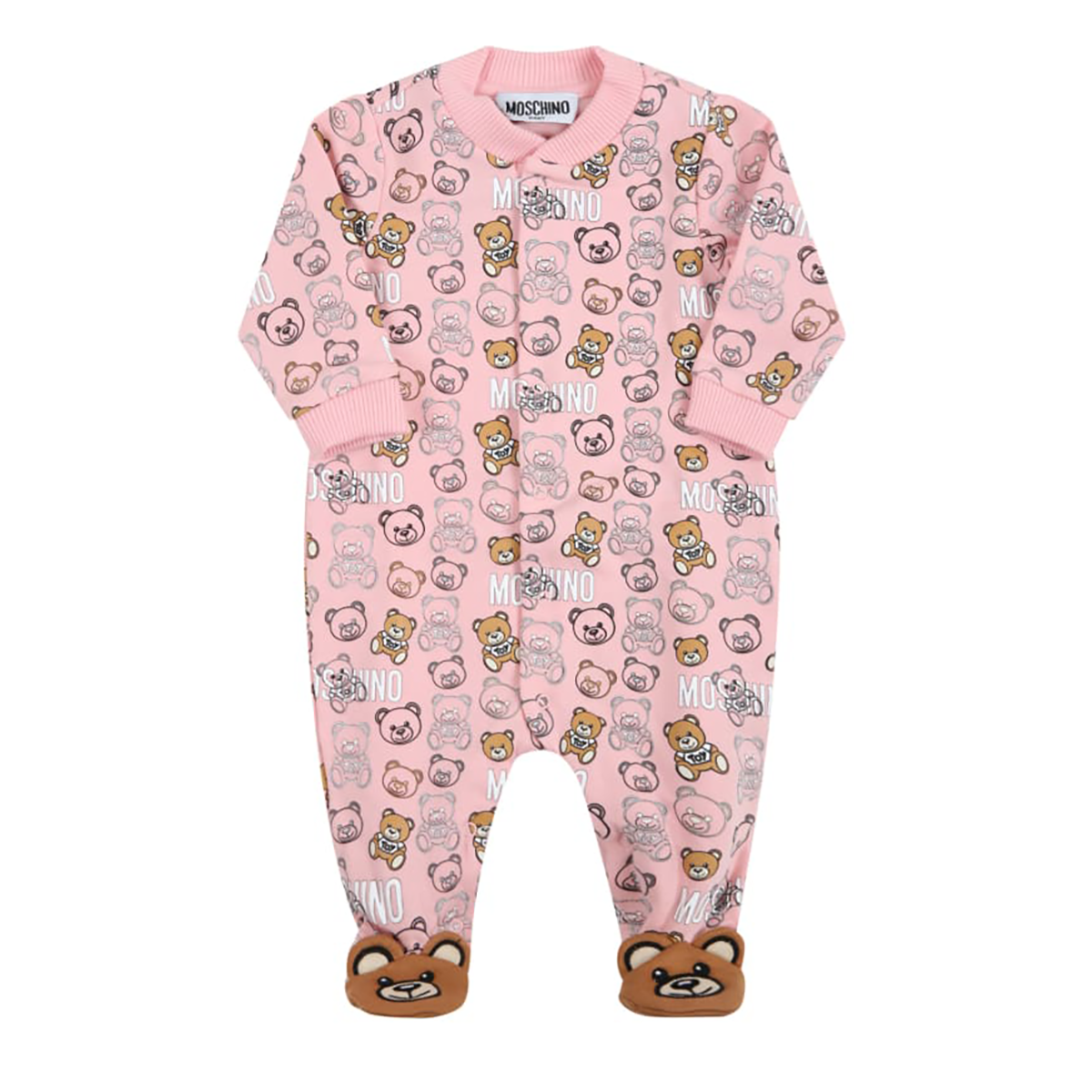 MOSCHINO BABY TEDDY PRINT BABY GROW IN PINK