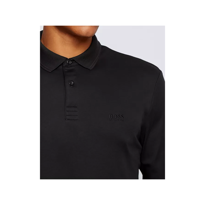 BOSS 'PIROL' INTERLOCK COTTON POLO IN BLACK