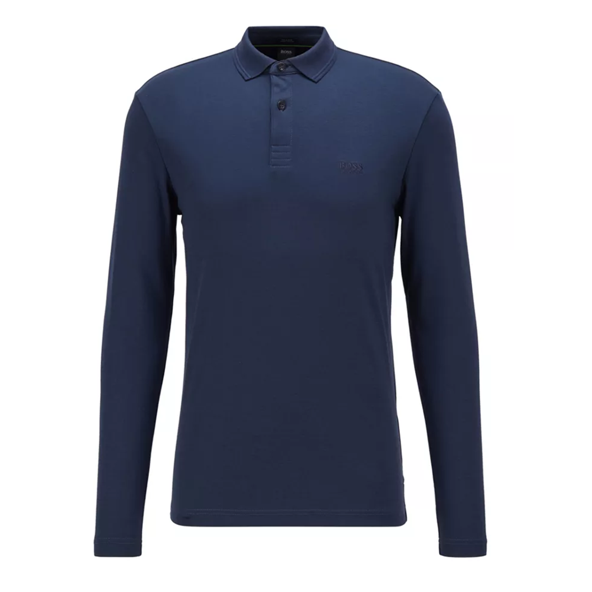 BOSS 'PIROL' INTERLOCK COTTON POLO IN NAVY BLUE