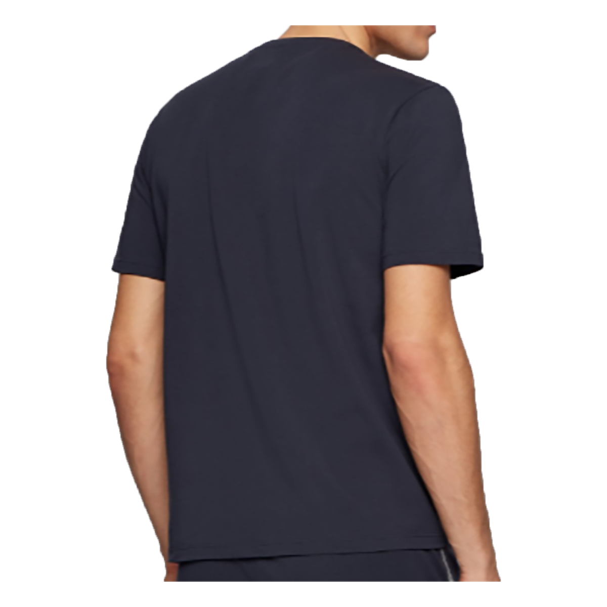 BOSS STRETCH COTTON MINI LOGO T-SHIRT IN NAVY BLUE