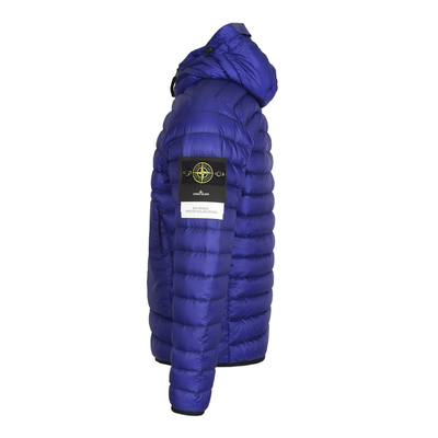 STONE ISLAND HOODED DOWN JACKET IN BLUE