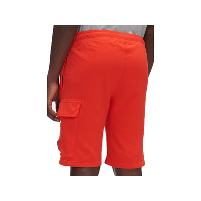 CP COMPANY LIGHT FLEECE CARGO SHORTS IN RED