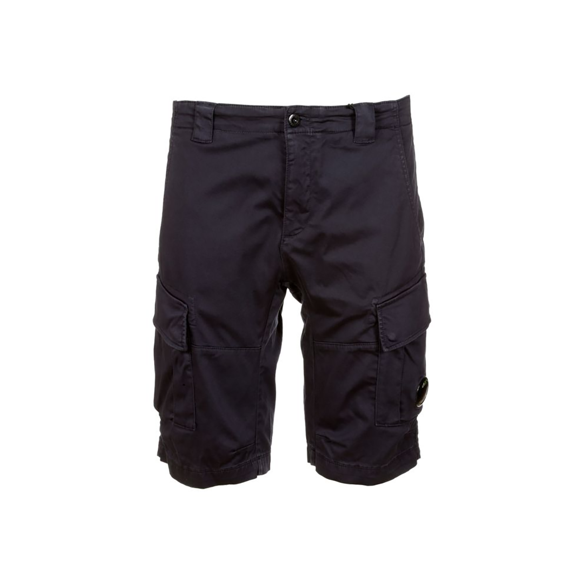 CP COMPANY STRETCH SATEEN CARGO SHORTS IN NAVY