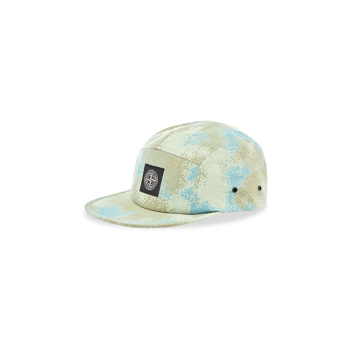 STONE ISLAND CAMO DEVORE 5 PANEL CAP IN DOVE GREY