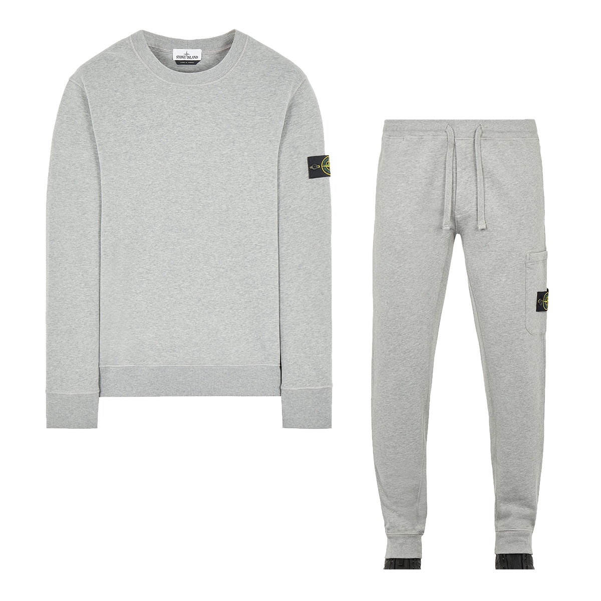 STONE ISLAND BRUSHED COTTON CREW NECK TRACKSUIT IN GREY