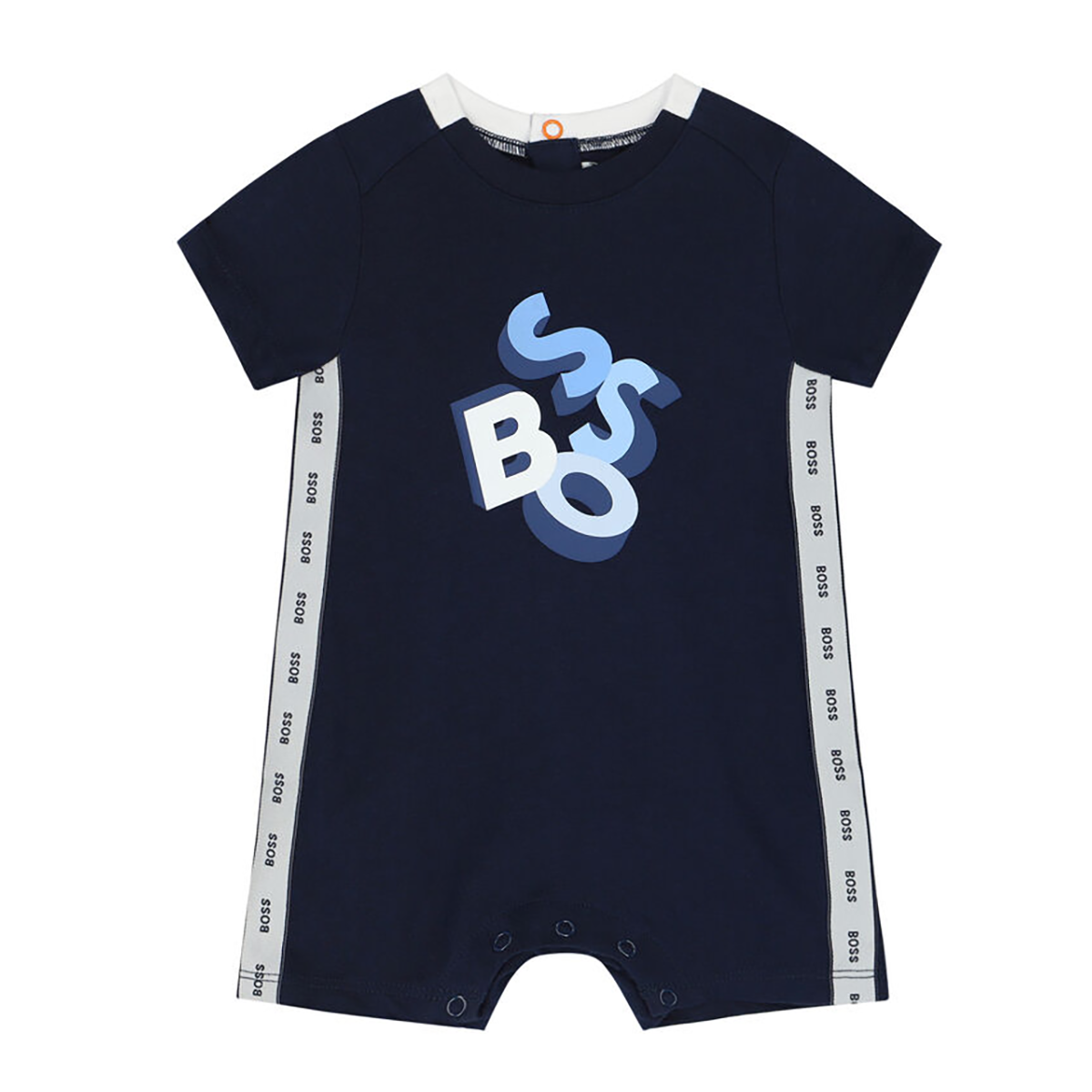 BOSS BABY LOGO ROMPER SUIT IN NAVY BLUE