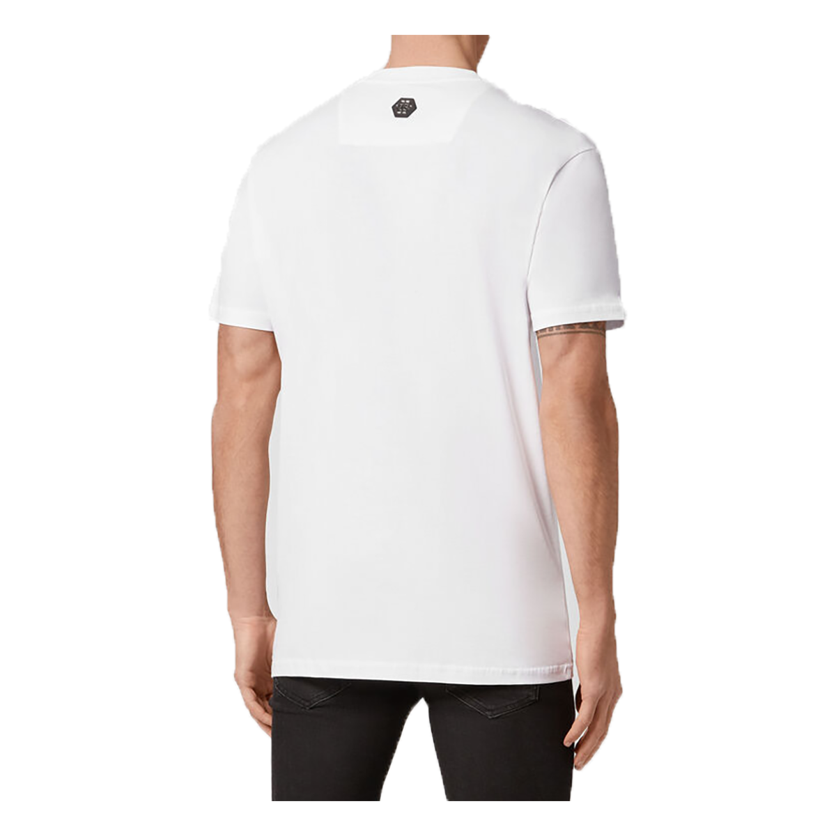 PHILIPP PLEIN ROUND NECK SS TATTOO T-SHIRT IN WHITE