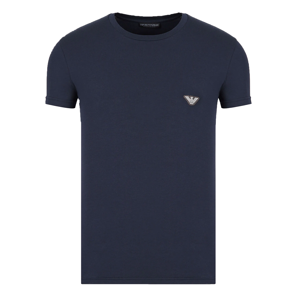 EMPORIO ARMANI SHINY LOGO BAND T-SHIRT IN BLUE