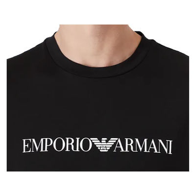 EMPORIO ARMANI PIMA-JERSEY LOGO T-SHIRT IN BLACK