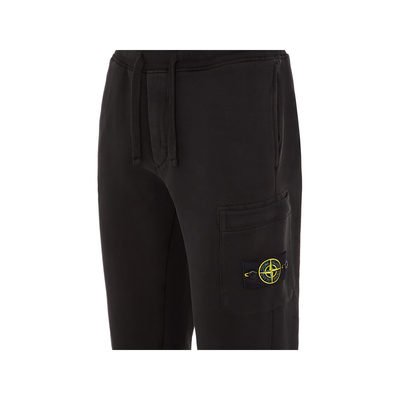 STONE ISLAND BRUSHED COTTON CREW NECK TRACKSUIT IN BLACK