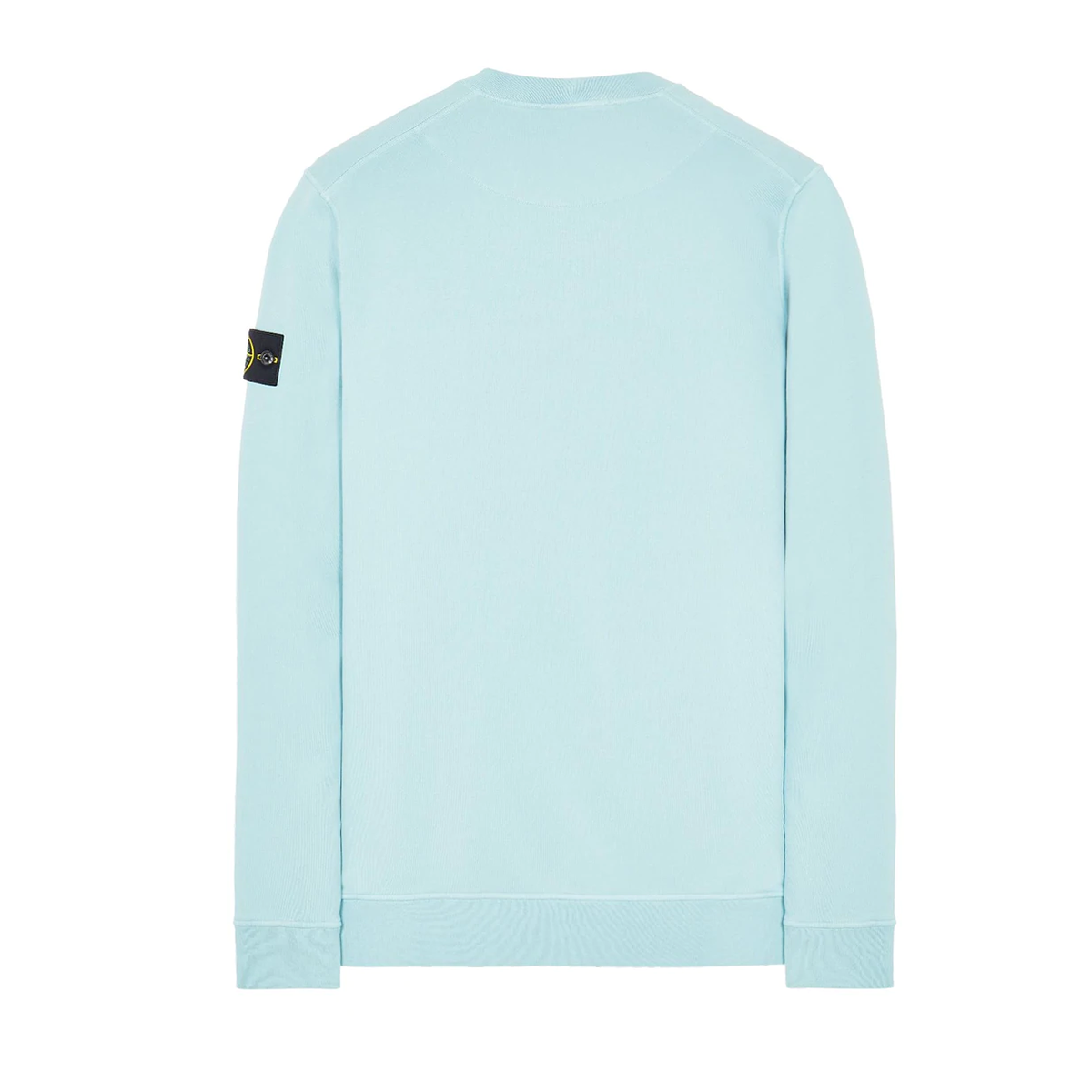 STONE ISLAND COTTON FLEECE CREW NECK SWEATER IN AQUA