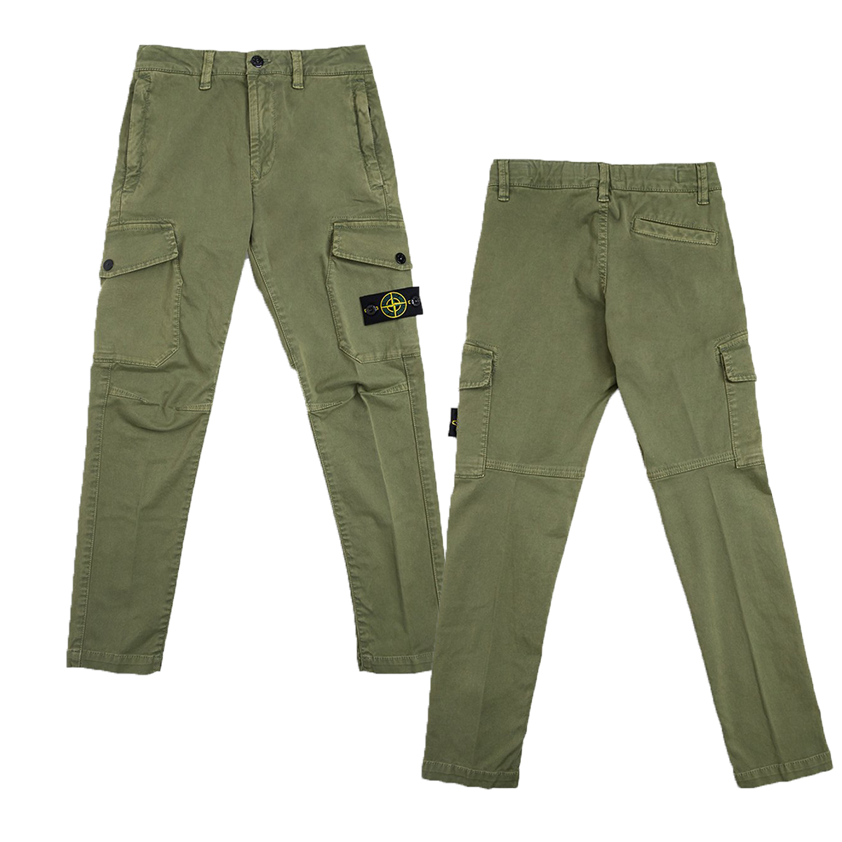 STONE ISLAND STRETCH COTTON TROUSERS IN GREEN