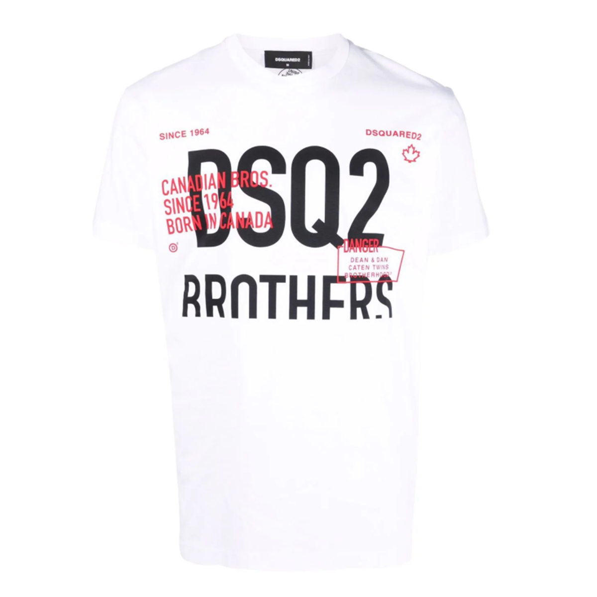 DSQUARED2 BROTHERS LOGO PRINT T-SHIRT IN WHITE