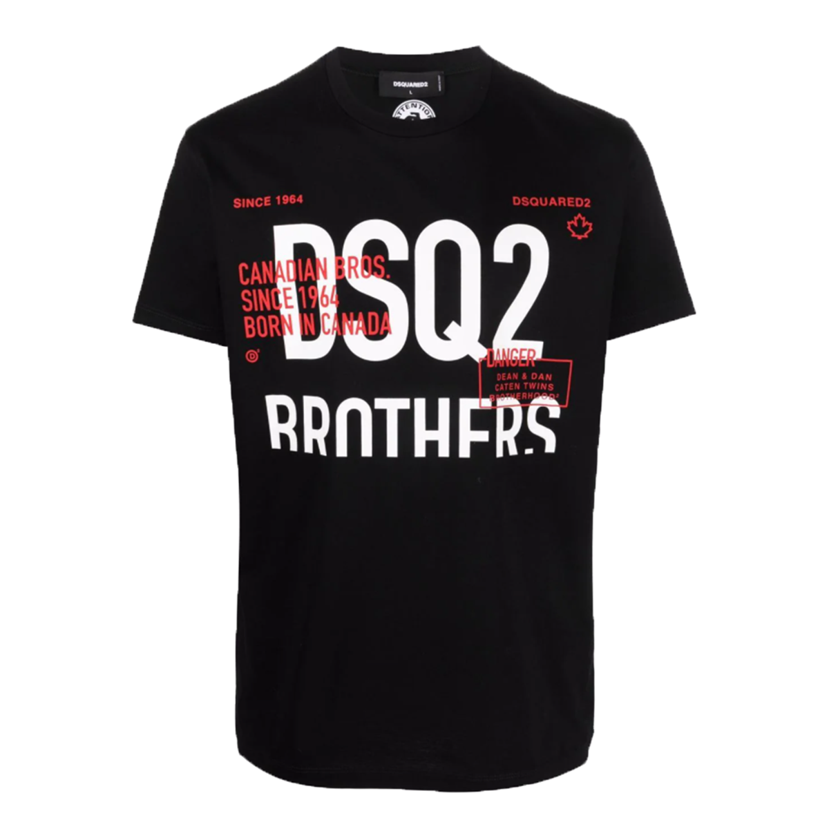 DSQUARED2 BROTHERS LOGO PRINT T-SHIRT IN BLACK