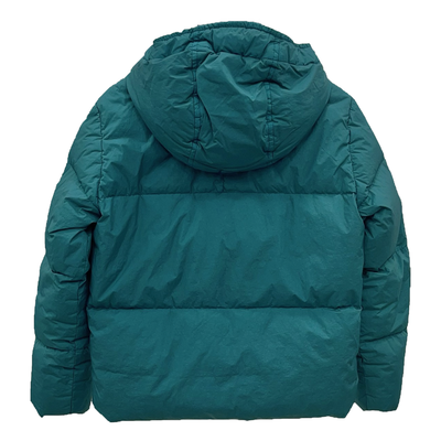 STONE ISLAND JUNIOR DOWN JACKET IN GREEN-BLUE