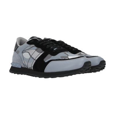 VALENTINO ROCKRUNNER CAMO TRAINERS IN LIGHT BLUE