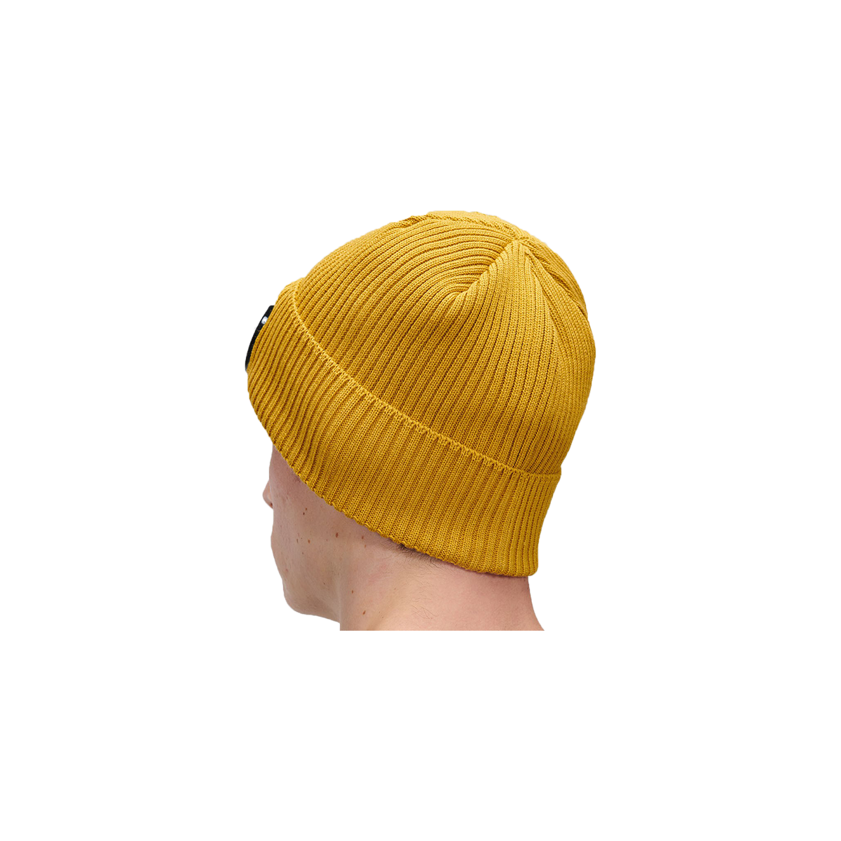 CP COMPANY COTTON GOGGLE BEANIE HAT IN YELLOW