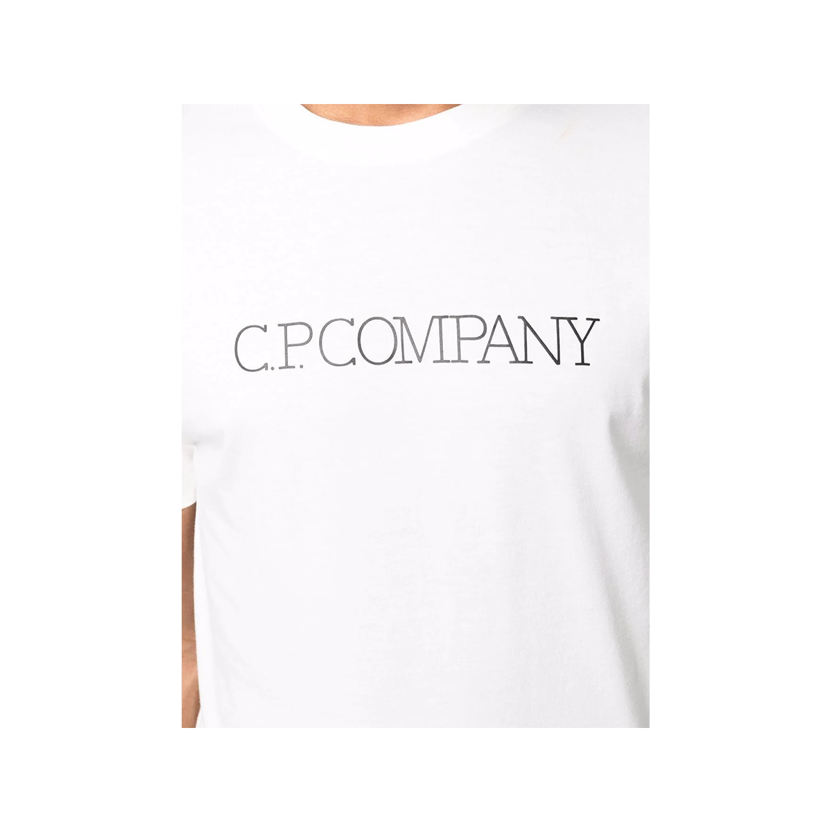 CP COMPANY LOGO PRINT T-SHIRT IN WHITE