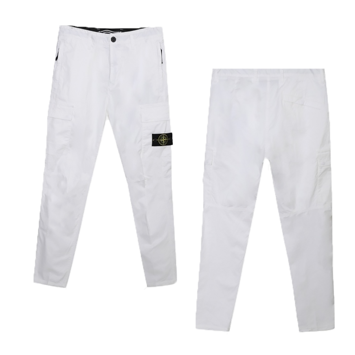 STONE ISLAND COTTON CARGO TROUSERS IN WHITE