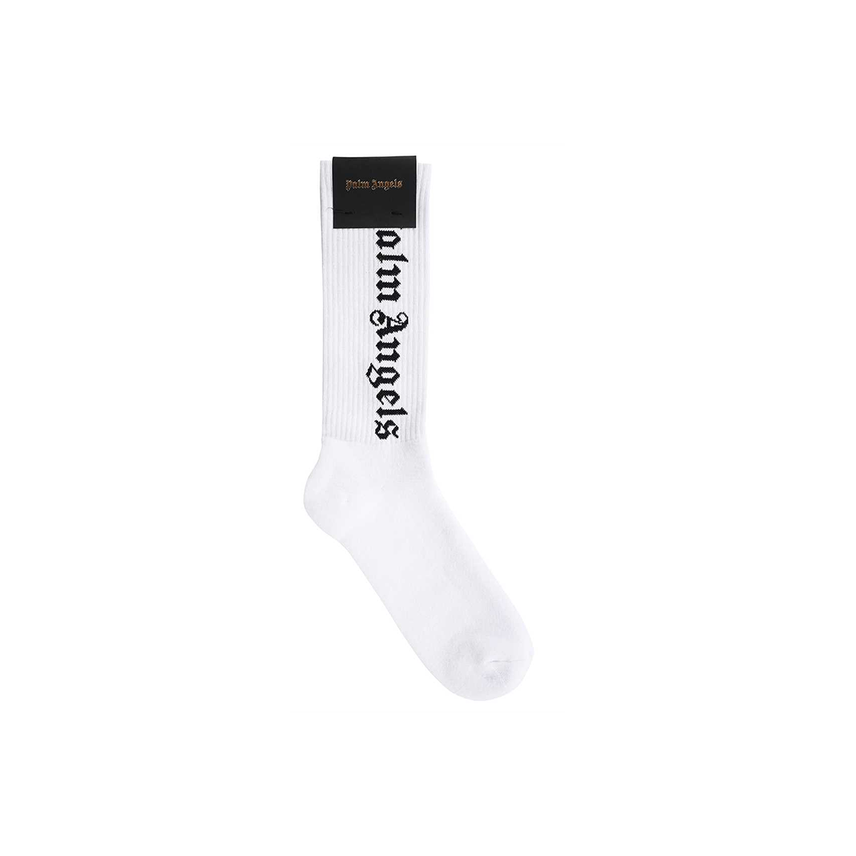 PALM ANGELS GOTHIC PRINT SOCKS IN WHITE