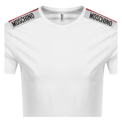 MOSCHINO TAPE LOGO SHORT SLEEVE T-SHIRT IN WHITE